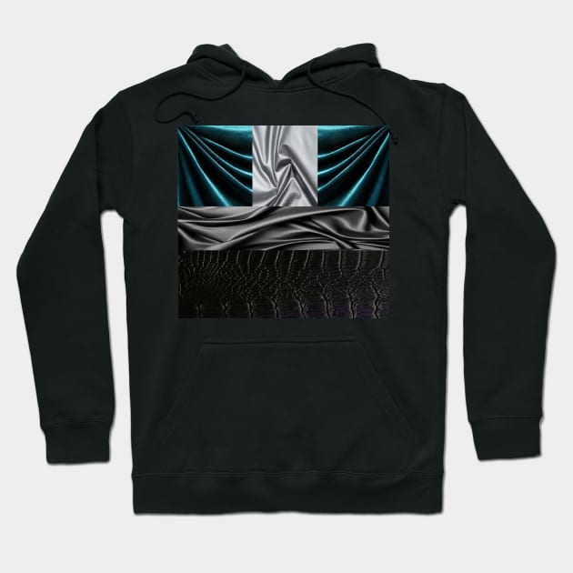 Silver, Teal, Black and White Texture 2 Hoodie by AmazingCorn